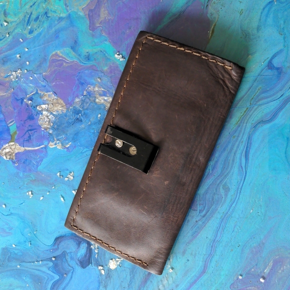 Handmade leather envelope wallet - Picture 2 of 5